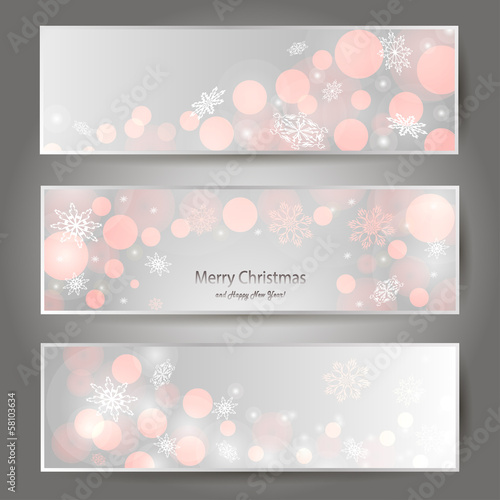 Christmas banners with pink bokeh