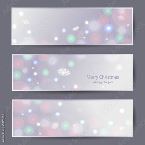 Christmas banners with green bokeh