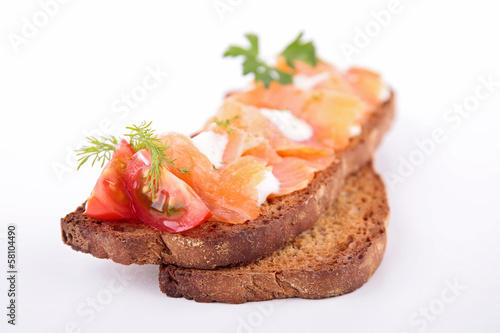 bread with cream and salmon
