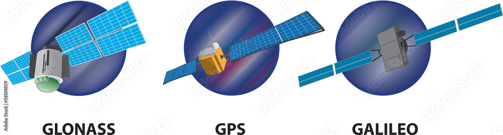 GPS GLONASS GALILEO Vector Satellite Stock Vector | Adobe Stock