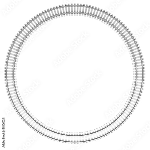 Single curved railroad track isolated