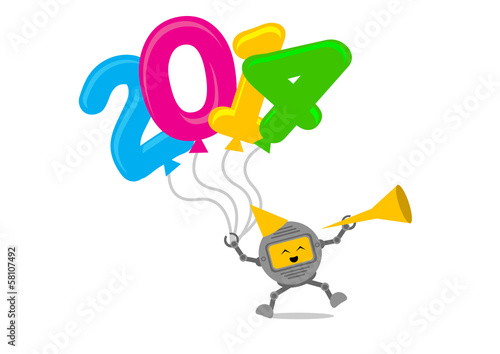 cartoon character with new year 2014 themes