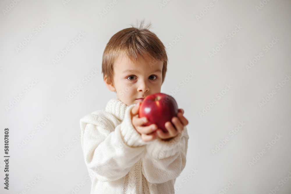 Boy with red apple Boy with red apple