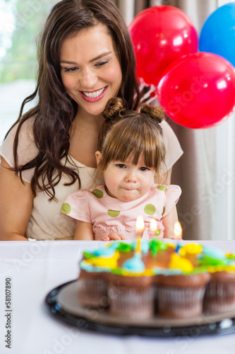 Mother With Daughter Celebrating Birthday Party