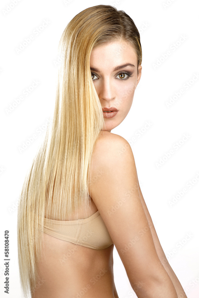 Fototapeta premium beautiful model showing her perfect blonde straight hair