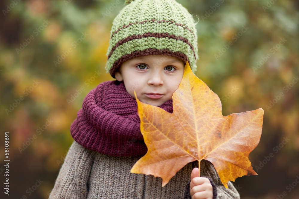 Boy with giant leaf Boy with giant leaf