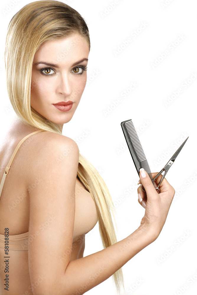 beautiful model showing her perfect blonde straight hair beautiful model showing her perfect blonde straight hair
