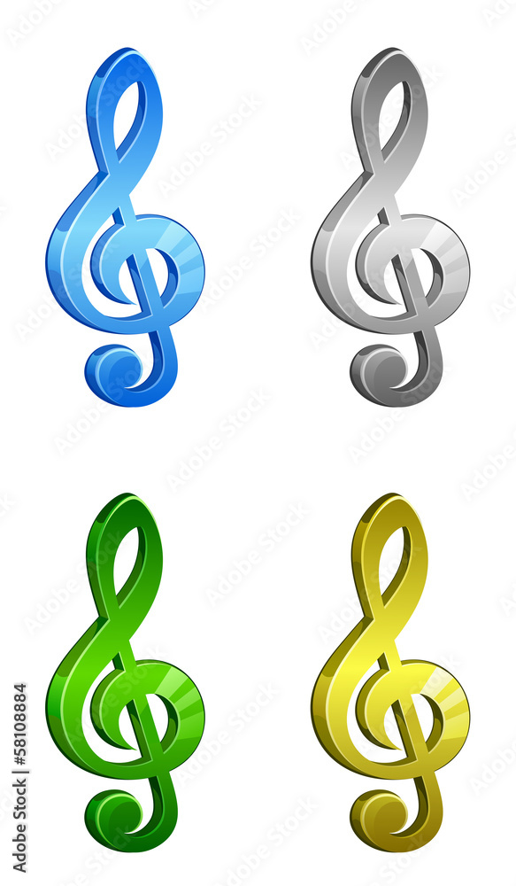 Fototapeta premium Set of treble clef