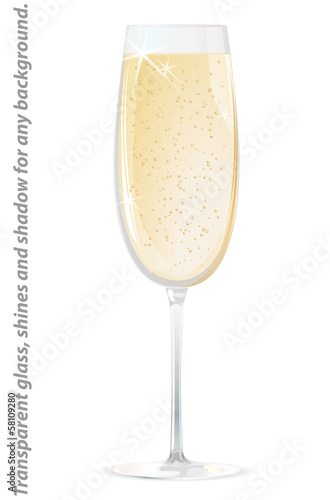 Glass of champagne - isolated on white