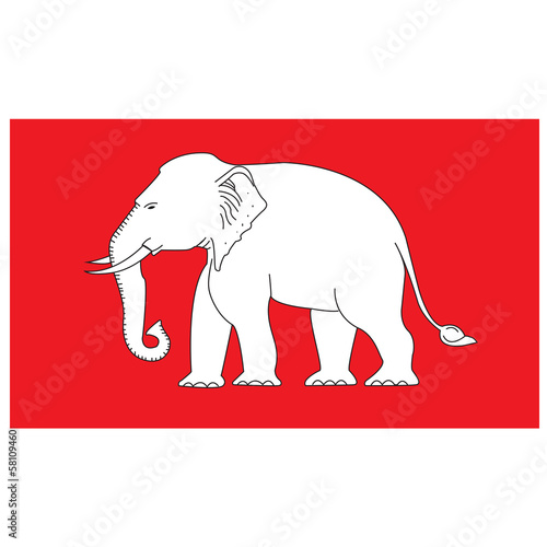 Old Thai flag  Elephant on red background