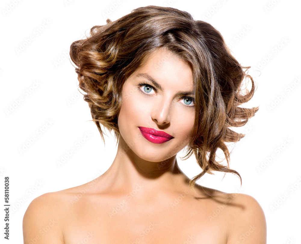 Beauty Young Woman Portrait Isolated over White Background Beauty Young Woman Portrait Isolated over White Background