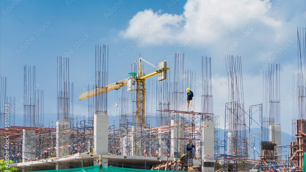 time lapse labor working in big construction site (zoom in) time lapse labor working in big construction site (zoom in)