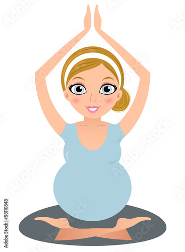 Beautiful Pregnant Yoga Woman isolated on white