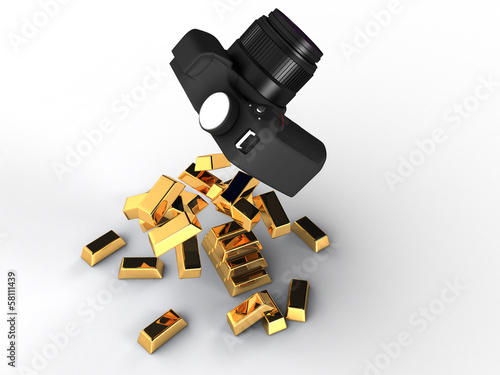 Camera with gold bars #1