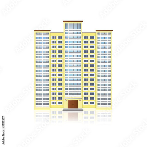 multi-storey residential building with reflection