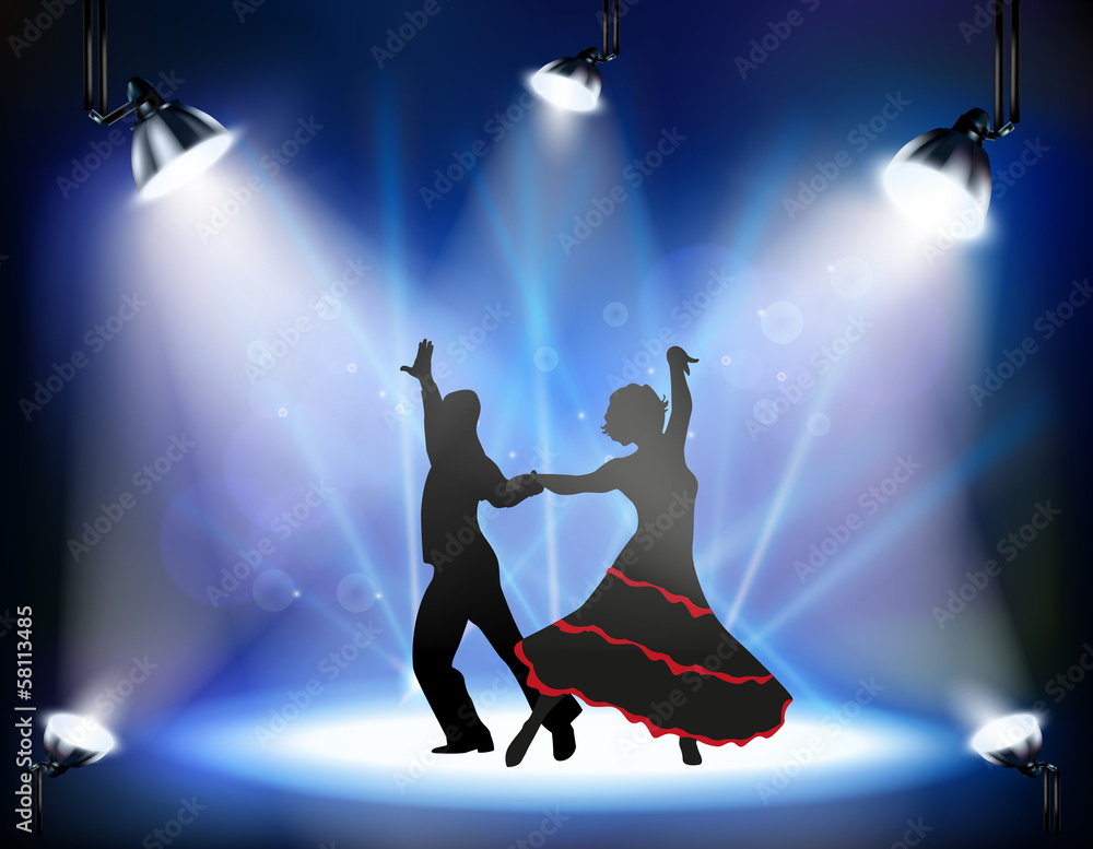 Dancing ballroom dance man and woman on the stage