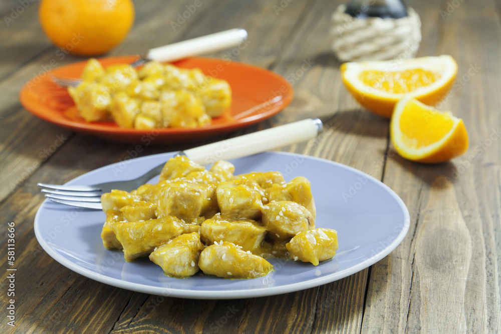 Chicken with orange sauce