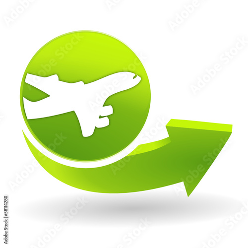 avion sur symbole vert