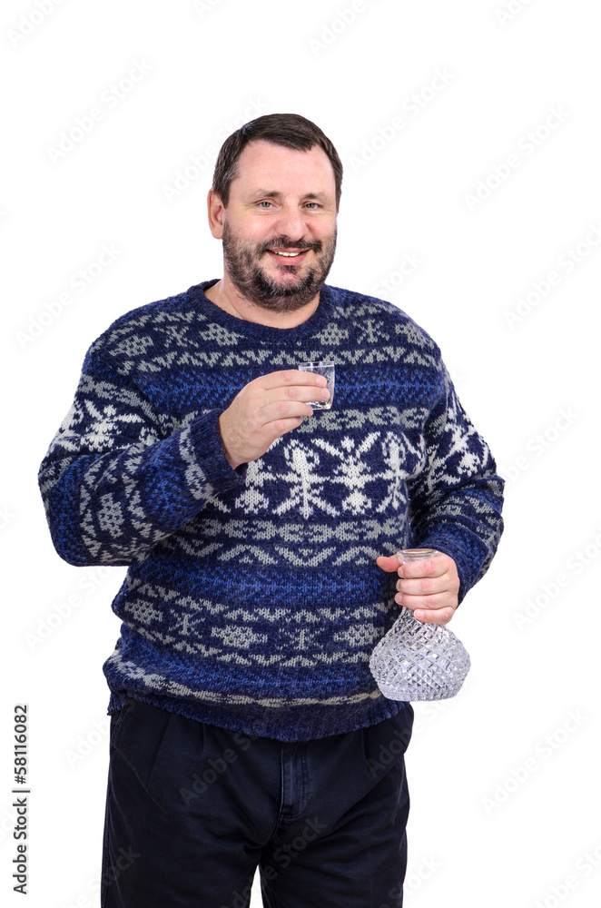 Man wishes to drink full glass of vodka Man wishes to drink full glass of vodka