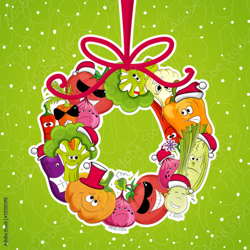 Fototapeta Naklejka Na Ścianę i Meble -  go vegan card design  Christmass illustration