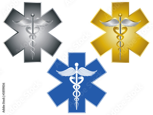 Star of Life Caduceus Medical Symbol Illustration