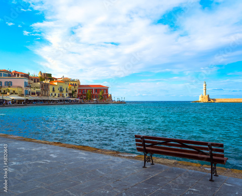 Beautiful cityscape on island of Crete  Greece