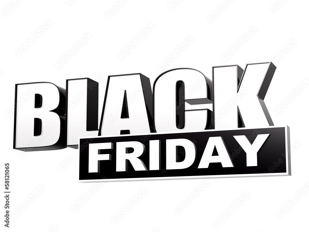 black friday in black white banner - letters and block black friday in black white banner - letters and block