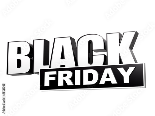 black friday in black white banner - letters and block