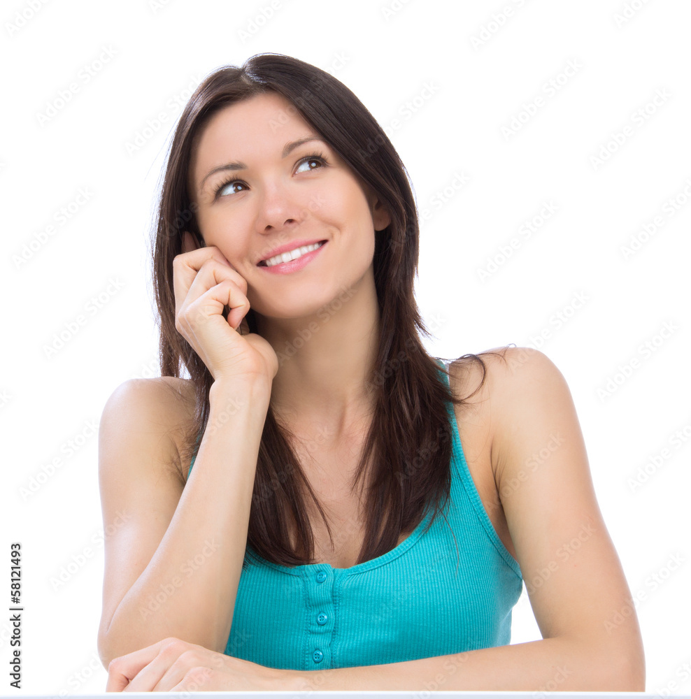 Happy woman calling on the mobile cell phone i Happy woman calling on the mobile cell phone i
