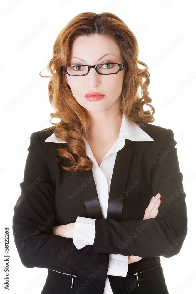 Portrait serious business woman in eyeglasses. Portrait serious business woman in eyeglasses.