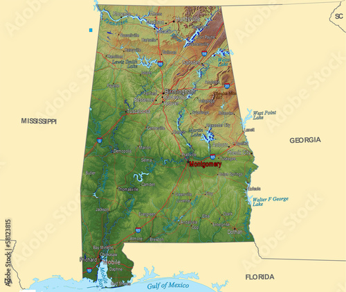 Alabama Hi Res USA counties map background