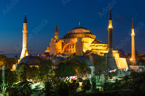 Hagia Sophia in Istanbul Turkey at night photo