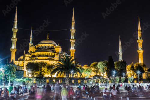 Blue Mosque in Istanbul, Turkey .View at early evening