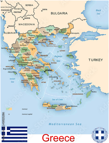 Greece Europe administrative divisions emblem map