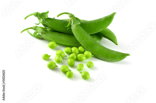 green beans on white background