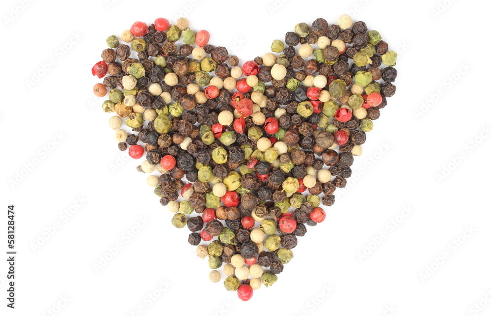 Heart of colored pepper isolated on white background Heart of colored pepper isolated on white background