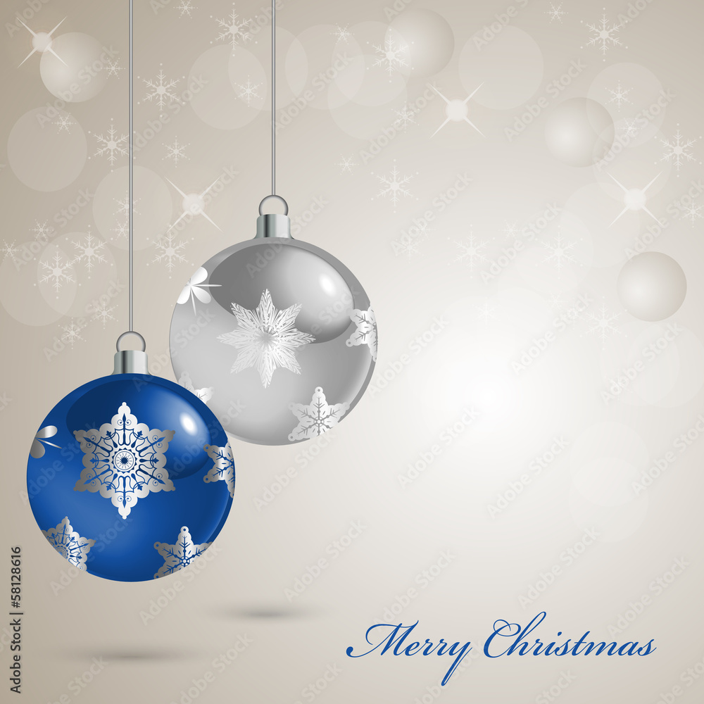 Christmas card with colored balls on a snow background Christmas card with colored balls on a snow background