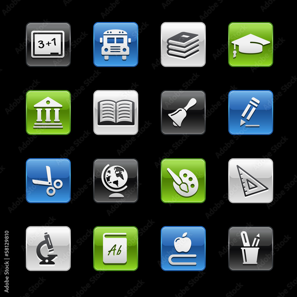 School and Education Icons -- Gelbox Series