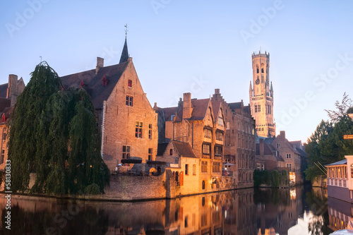 Canal in Bruges  famous city in Belgium