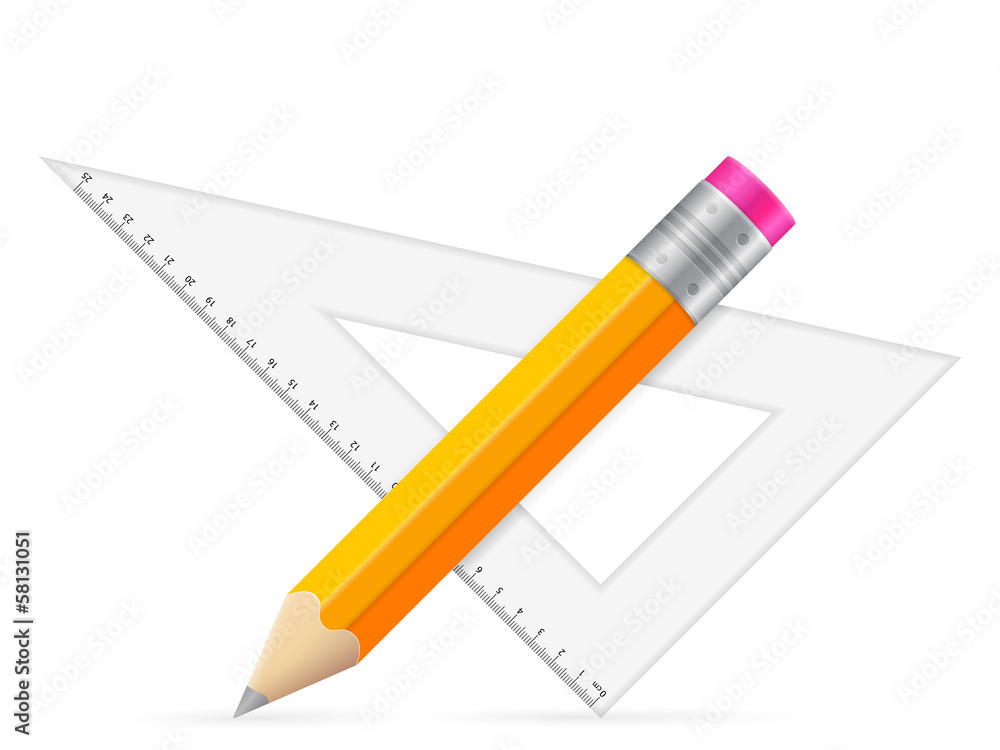 triangle ruler and pencil triangle ruler and pencil