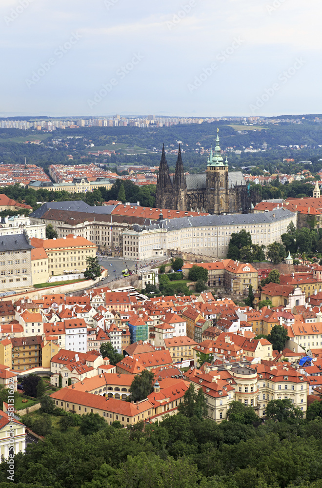Obraz premium Saint Vitus Cathedral and Prague Castle. View from Petrin Lookou