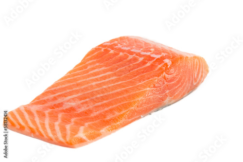 Raw salmon fillet isolated on white background