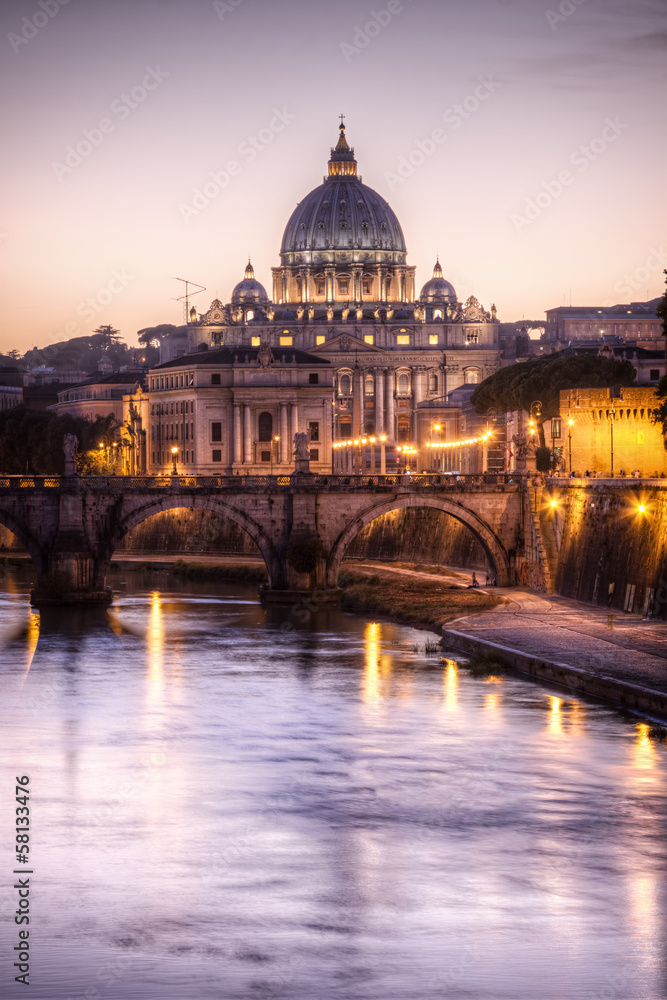St. Peter's cathedral at sundown, Rome