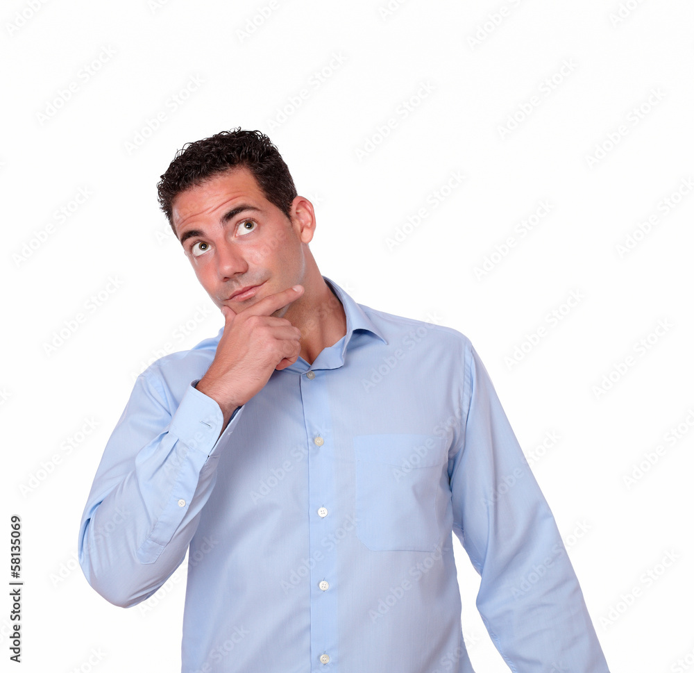 Handsome young man with pensive gesture Handsome young man with pensive gesture