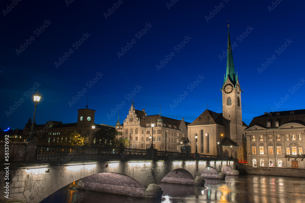 Fototapeta premium Imperial Abbey of Fraumunster Reichskloster Fraumunster