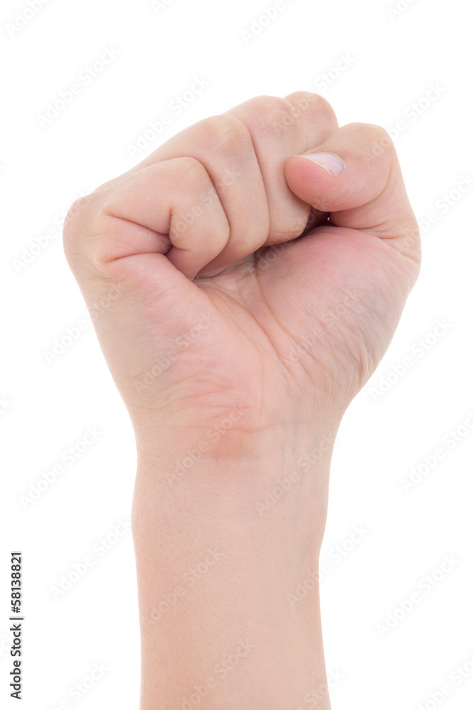 clenched male fist isolated on white clenched male fist isolated on white