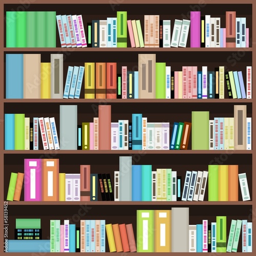Bookcase - colorful books in a library