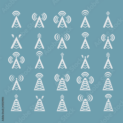 Radio tower or wireless tower symbols vector