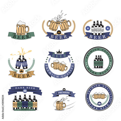 Beer Labels Set - Isolated On Background - Vector Illustration