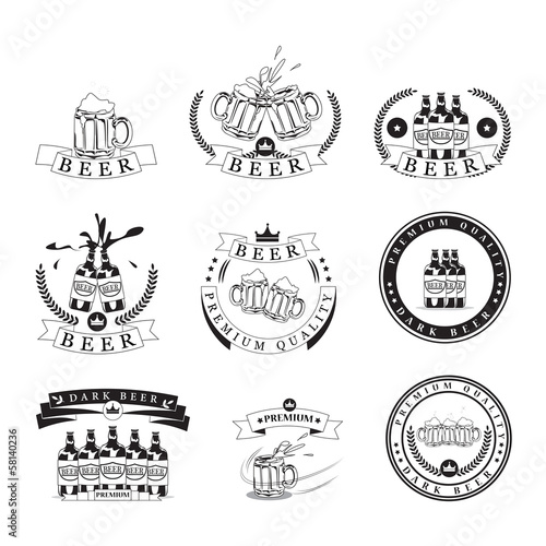 Beer Labels Set - Isolated On Background - Vector Illustration